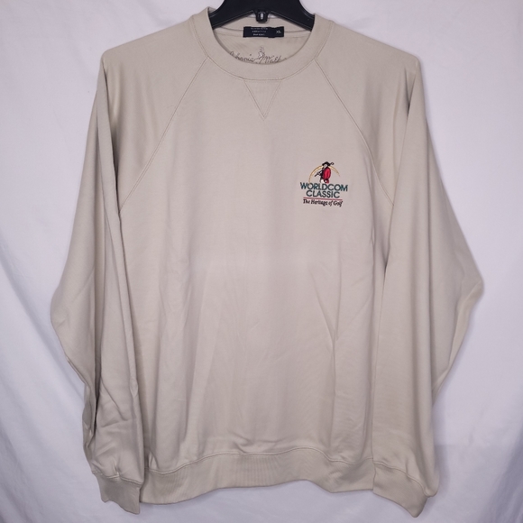JOHNNIE WALKER Men's Beige Pima Cotton Worldcom Classic Golf Crew Sweatshirt XL
